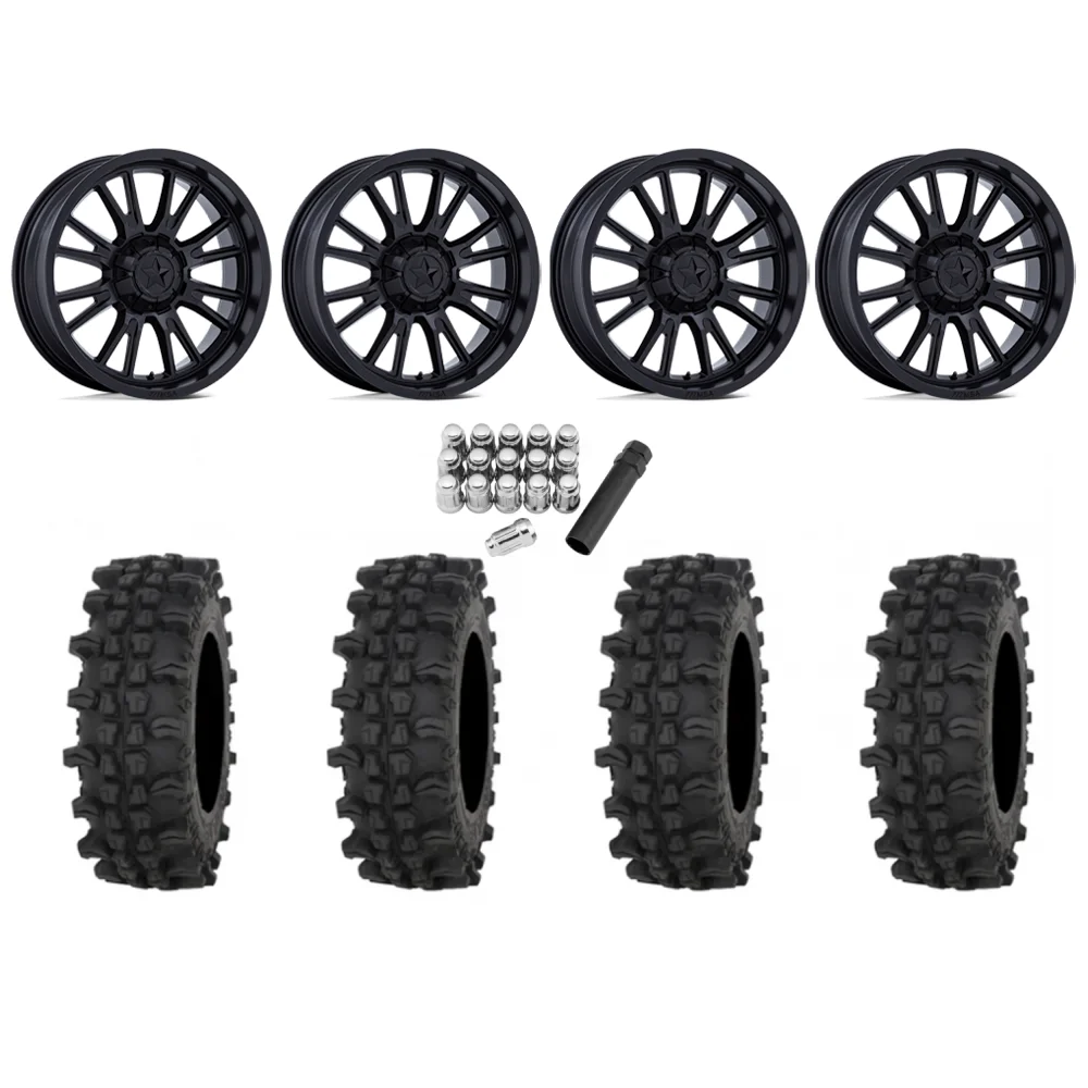 Frontline ACP 28x10-14 Tires on MSA M51 Thunderlips Matte Black Wheels, complete kit
