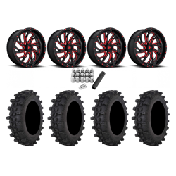 Frontline ACP 33x9.5-20 Tires on Fuel Kompressor Gloss Black with Red Tint Wheels