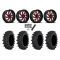 Frontline ACP 35x9.5-20 Tires on Fuel Kompressor Gloss Black with Red Tint Wheels