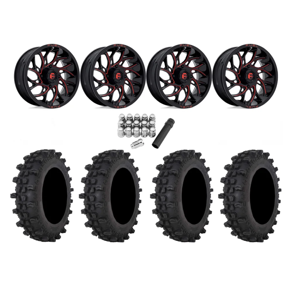Frontline ACP 37x9.5-22 Tires on Fuel Runner Candy Red Wheels, complete kit