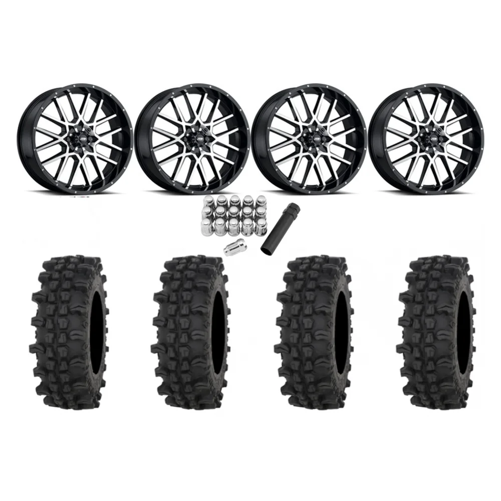 Frontline ACP 35x9.5-20 Tires on ITP Hurricane Machined Wheels, complete kit