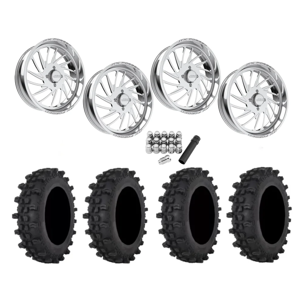 Frontline ACP 37x9.5-22 Tires on JTX Forged Centerfire Polished Wheels, complete kit