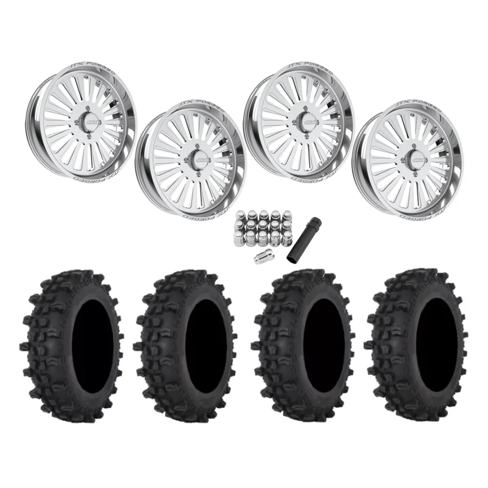 Frontline ACP 37x9.5-22 Tires on JTX Forged Cosmo Polished Wheels, complete kit