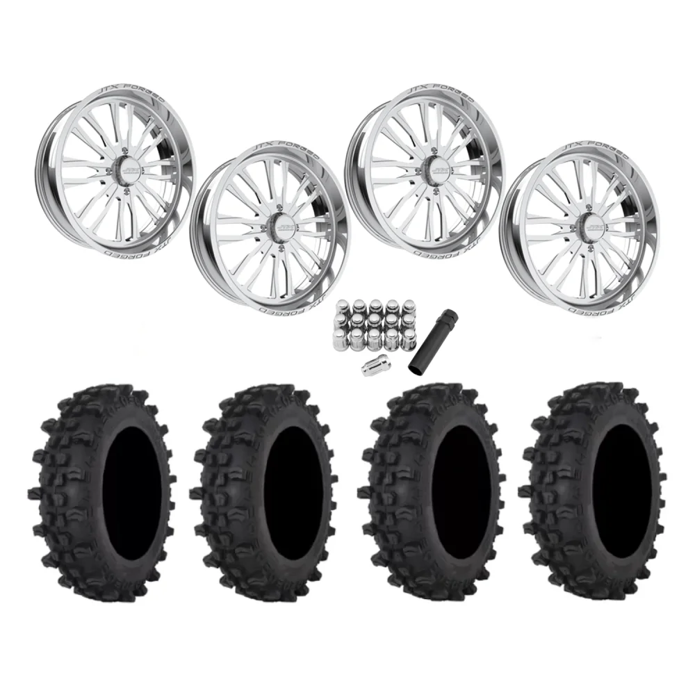 Frontline ACP 35x10-22 Tires on JTX Forged Enclave Polished Wheels, complete kit