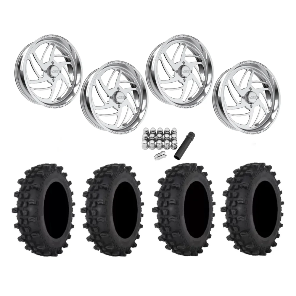 Frontline ACP 37x9.5-22 Tires on JTX Forged Turbo Polished Wheels, complete kit