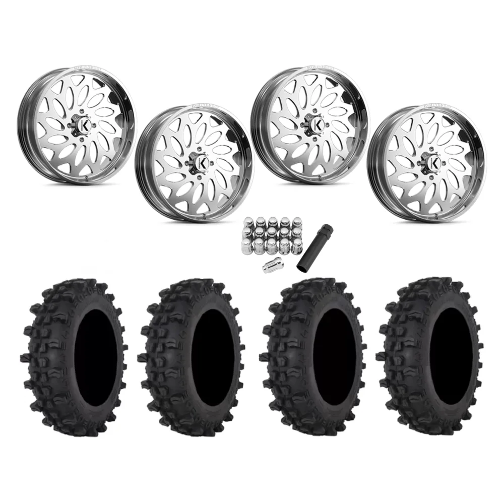 Frontline ACP 37x9.5-22 Tires on KG1 Forged KU007 Lotus Polished Wheels, complete kit