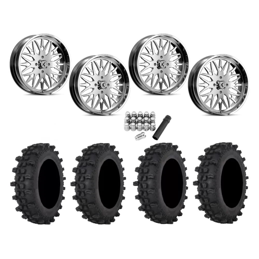 Frontline ACP 37x9.5-22 Tires on KG1 Forged KU014 Trident Polished Wheels, complete kit