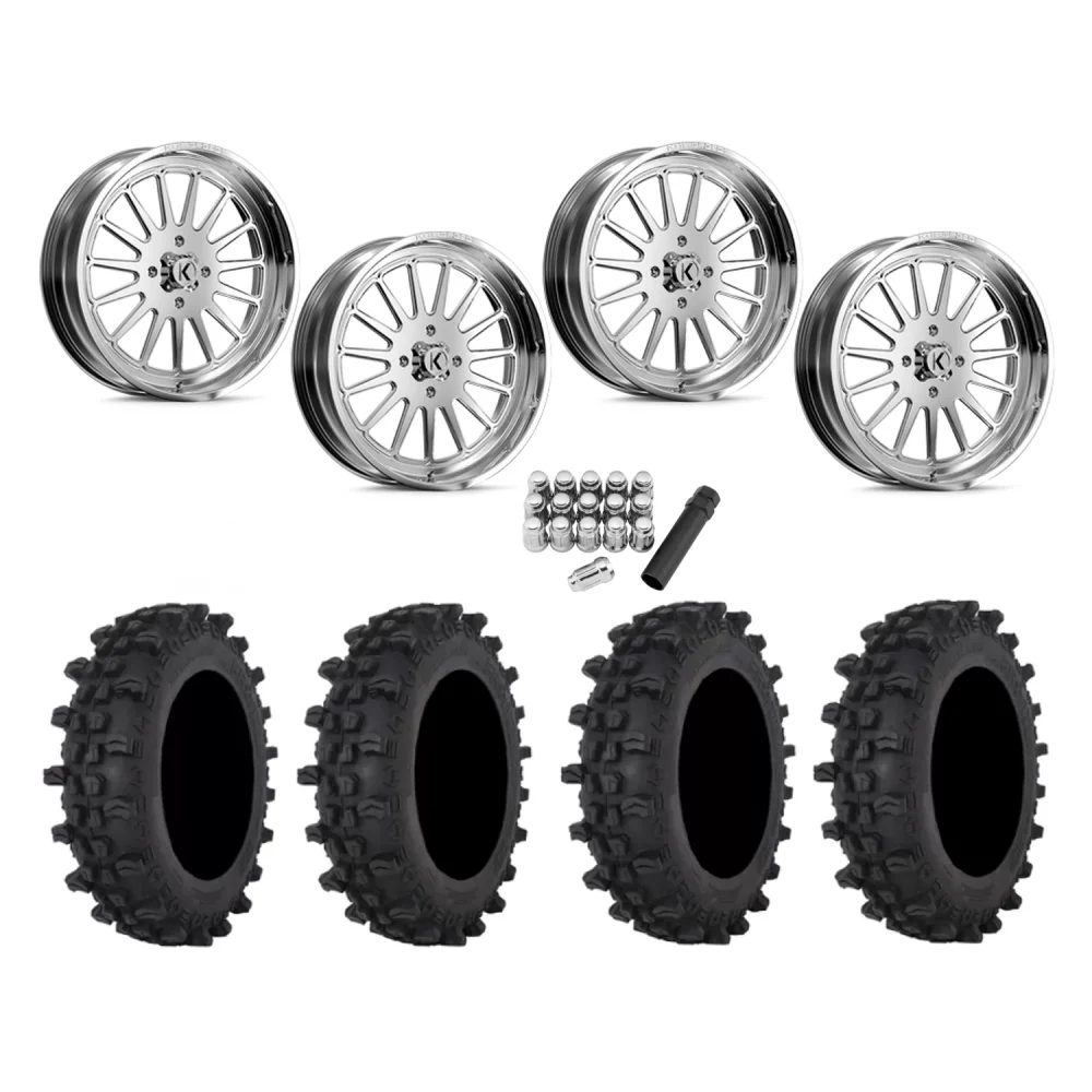 Frontline ACP 35x10-22 Tires on KG1 Forged KU016 Rays Polished Wheels, complete kit