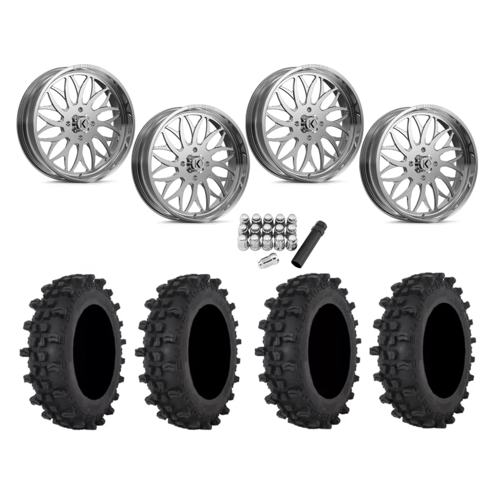 Frontline ACP 35x10-22 Tires on KG1 Forged KU022 Galactic Polished Wheels, complete kit