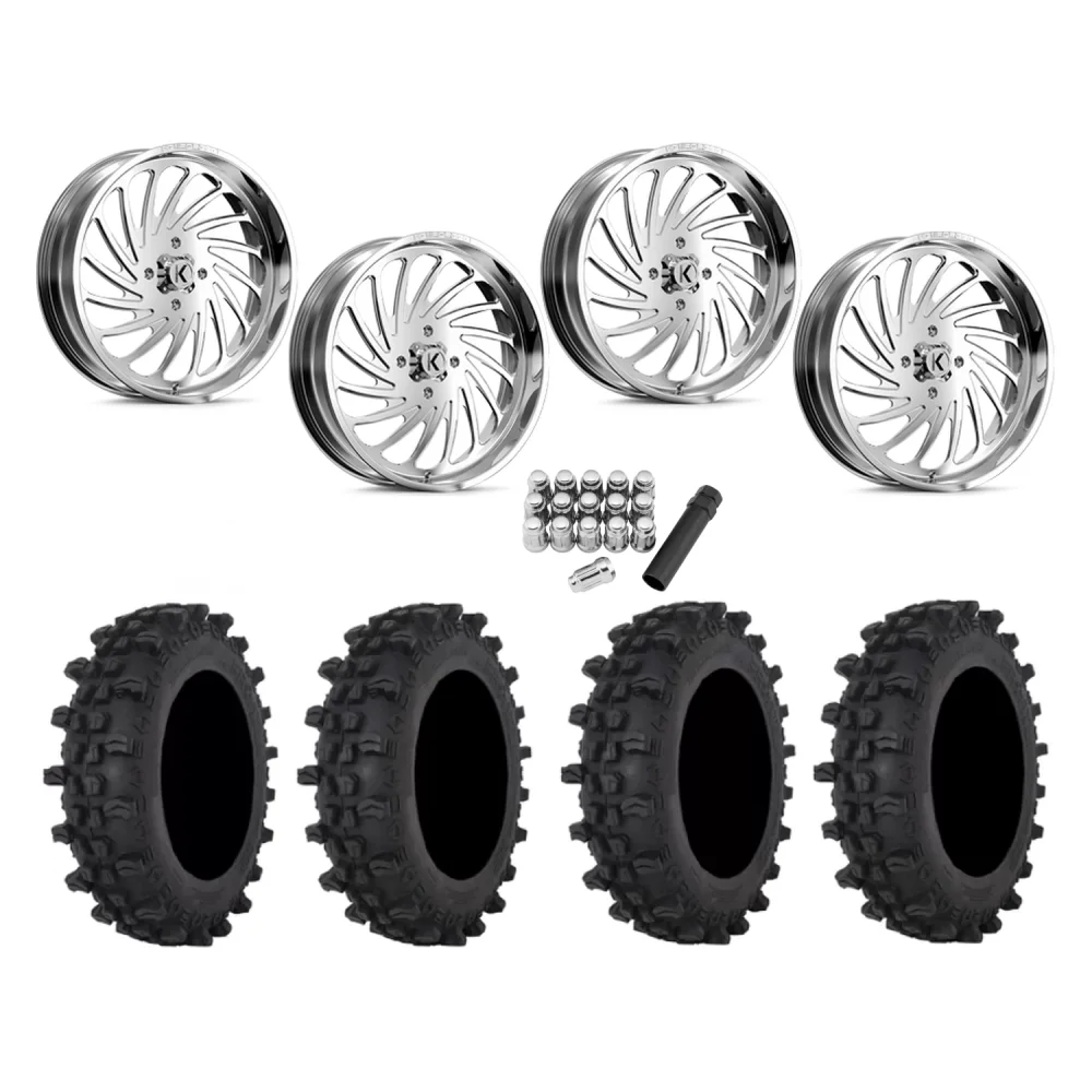 Frontline ACP 37x9.5-22 Tires on KG1 Forged KU023 Bender Polished Wheels, complete kit