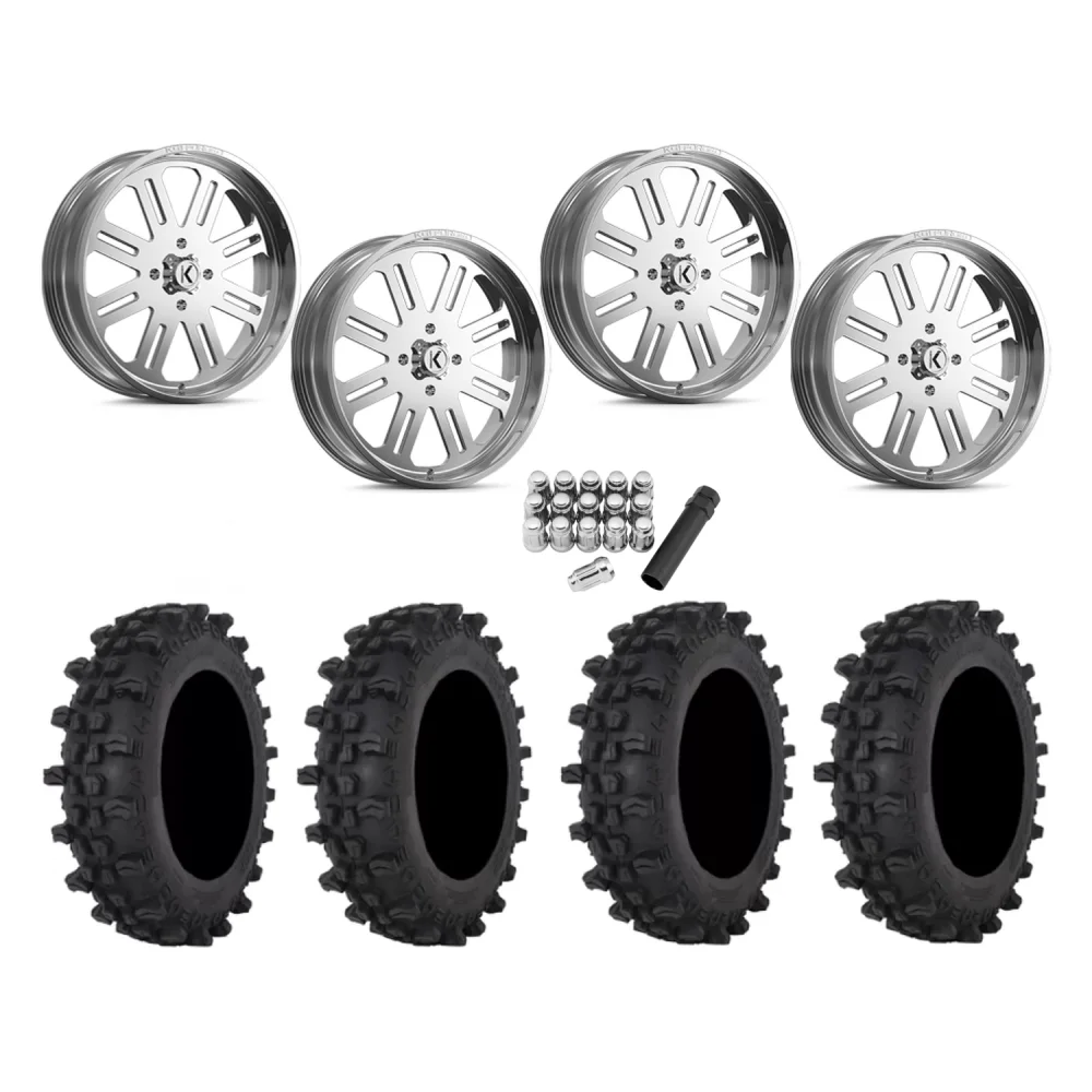 Frontline ACP 37x9.5-22 Tires on KG1 Forged KU034 H8ter Polished Wheels, complete kit