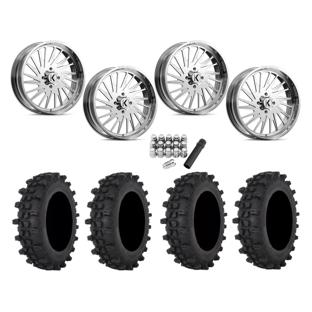 Frontline ACP 37x9.5-22 Tires on KG1 Forged KU038 Javelin Polished Wheels, complete kit