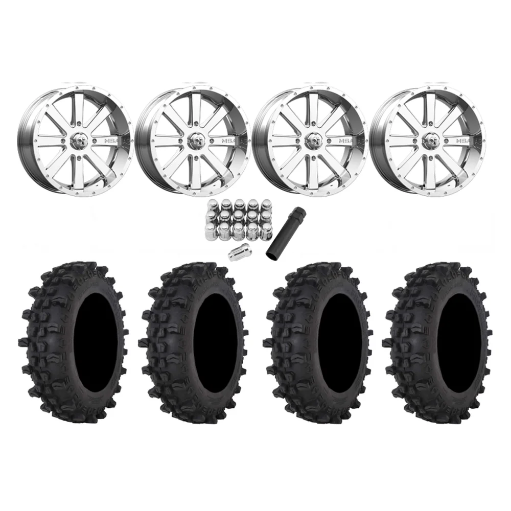 Frontline ACP 35x9.5-20 Tires on MSA M34 Flash Chrome Wheels, complete kit