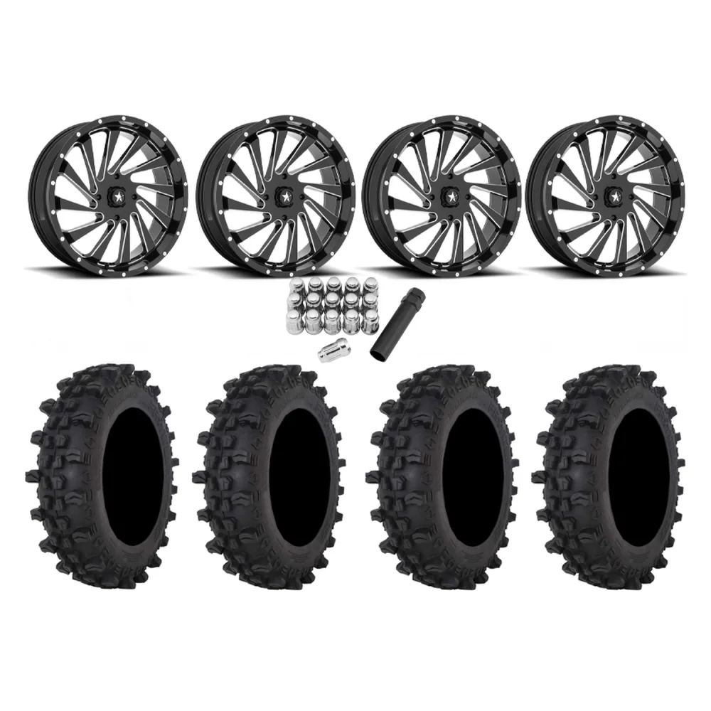 Frontline ACP 33x9.5-20 Tires on MSA M46 Blade Milled Wheels, complete kit