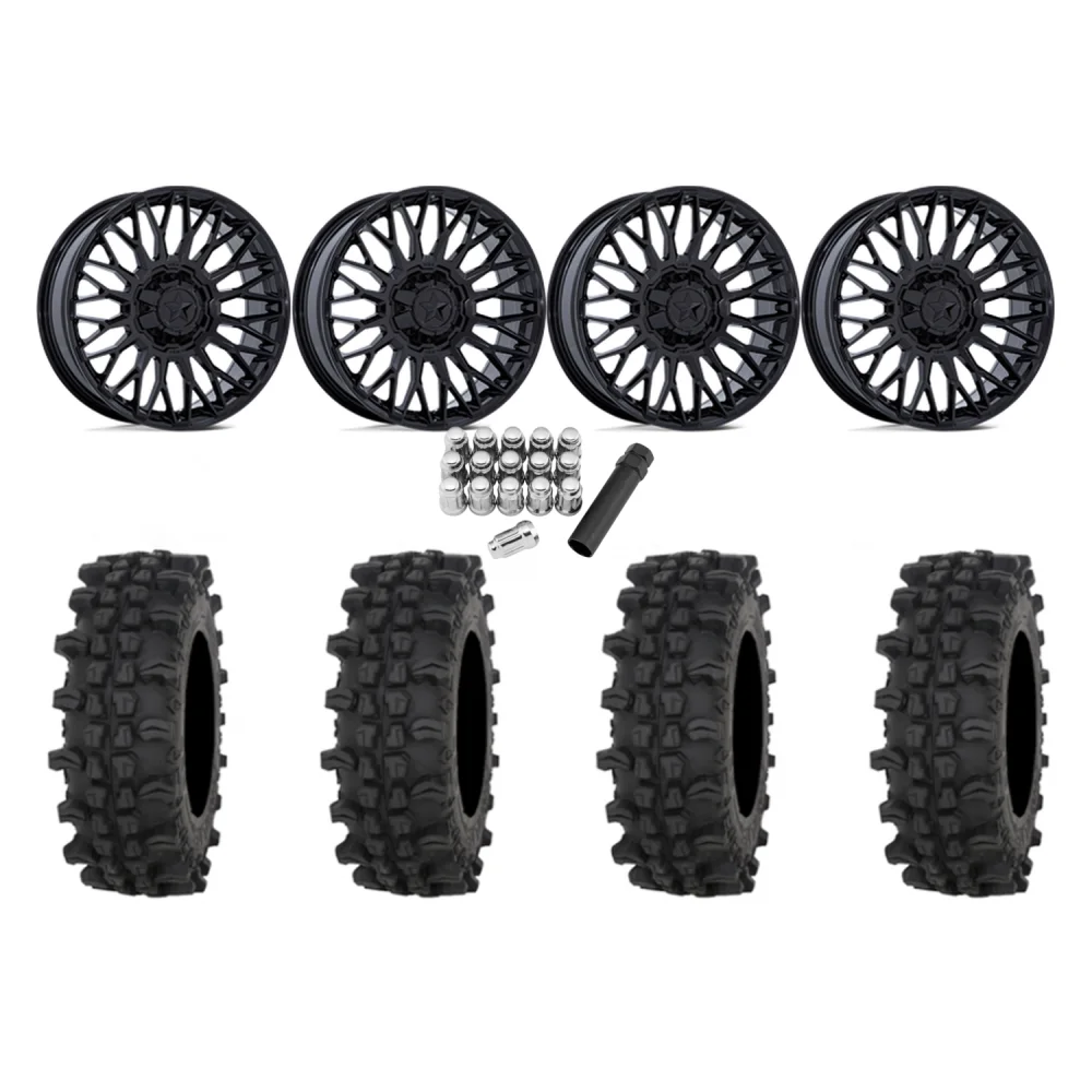 Frontline ACP 37x9.5-22 Tires on MSA M50 Clubber Gloss Black Wheels, complete kit