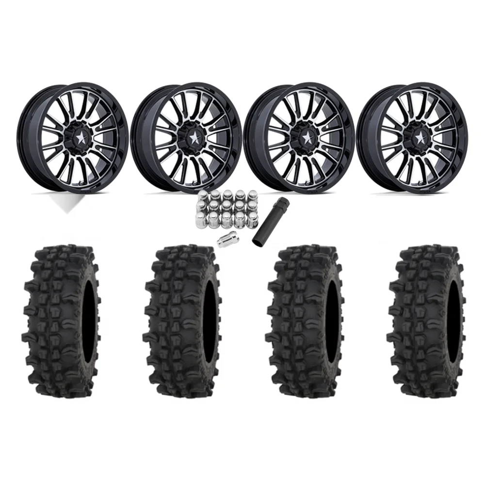 Frontline ACP 33x9.5-20 Tires on MSA M51 Thunderlips Machined Wheels, complete kit