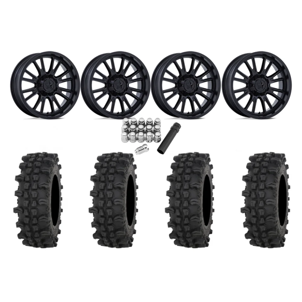Frontline ACP 37x9.5-22 Tires on MSA M51 Thunderlips Matte Black Wheels, complete kit