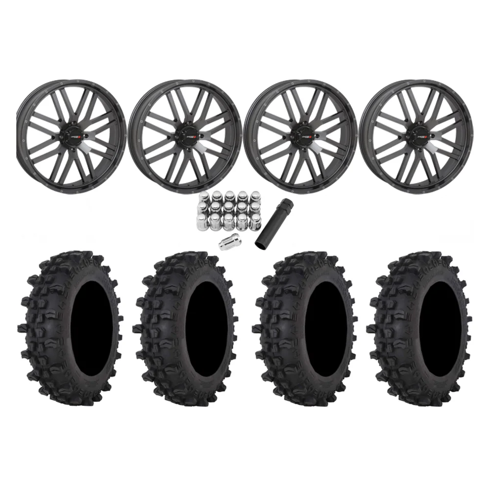 Frontline ACP 37x9.5-22 Tires on ST-3 Grey Wheels, complete kit