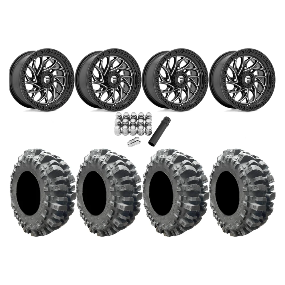 Interco Bogger 31x9.5-15 Tires on Fuel Runner Gloss Black Milled Wheels, complete kit