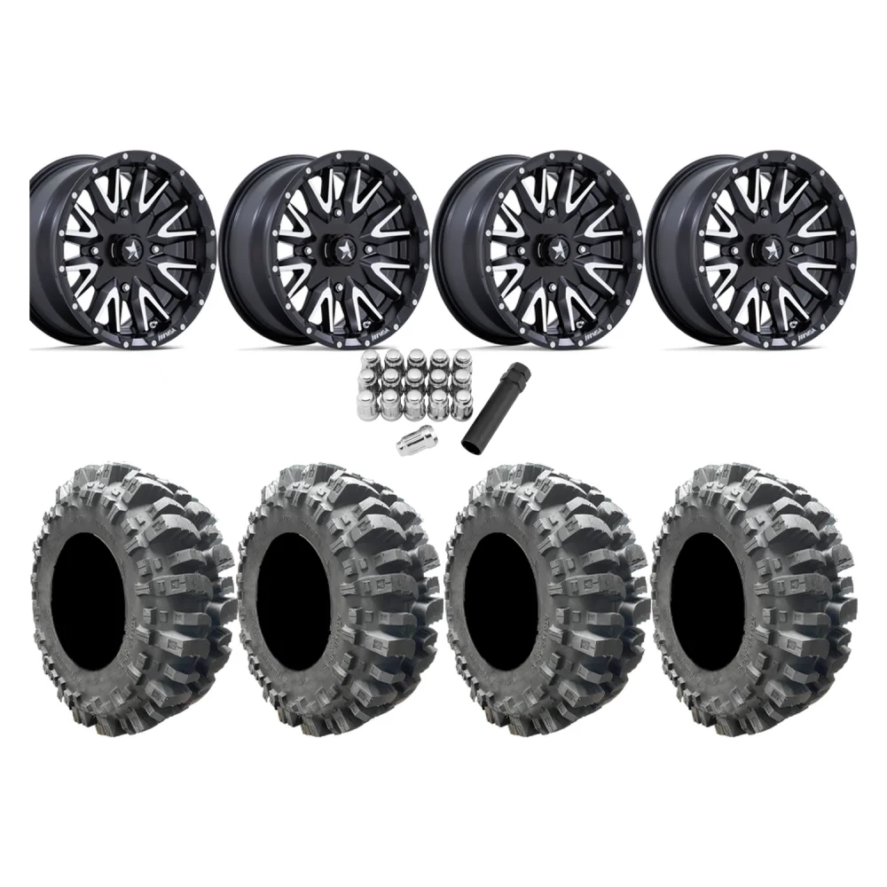 Interco Bogger 31x9.5-15 Tires on MSA M49 Creed Matte Black & Machined Wheels, complete kit