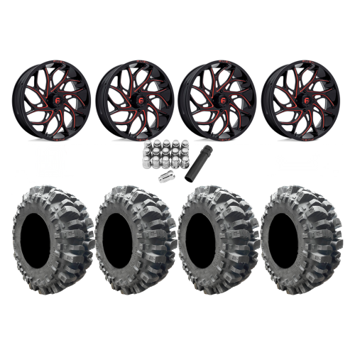 Interco Bogger 35x9.5-20 Tires on Fuel Runner Candy Red Wheels
