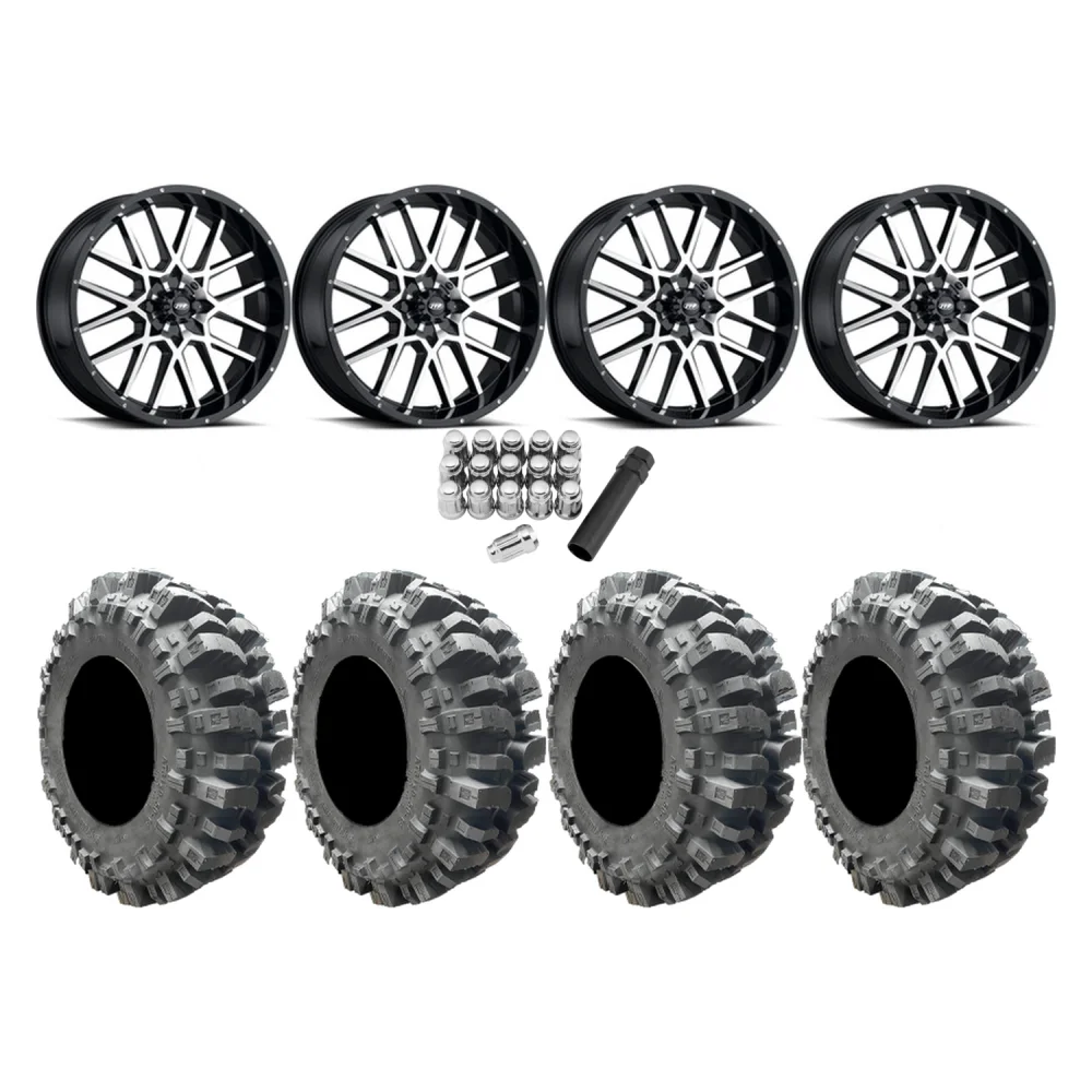 Interco Bogger 35x9.5-20 Tires on ITP Hurricane Machined Wheels, complete kit