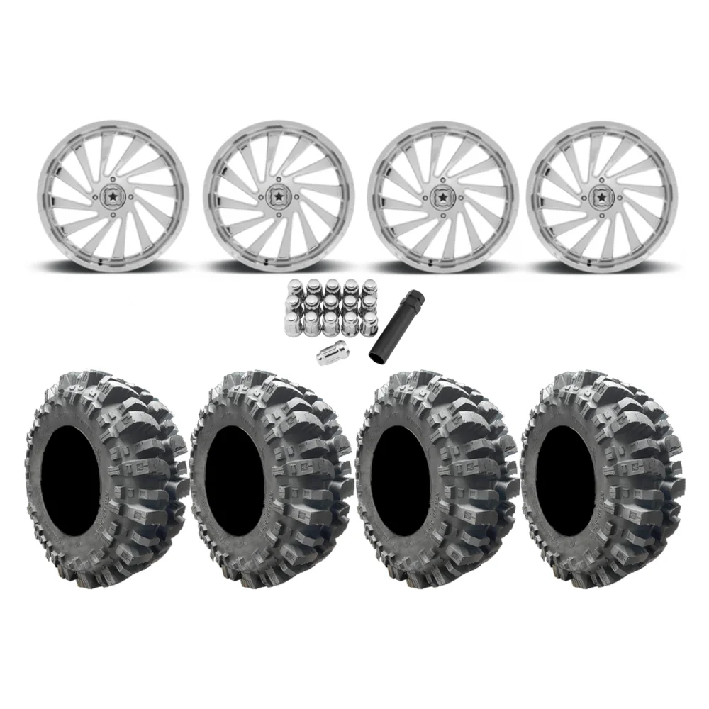 Interco Bogger 33x9.5-20 Tires on MSA M46 Blade Chrome Wheels, complete kit