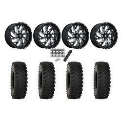 System 3 ATX470 35x10-18 Tires on Fuel Kompressor Gloss Black Milled Wheels