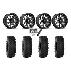 System 3 ATX470 35x10-18 Tires on Fuel Runner Gloss Black Milled Wheels