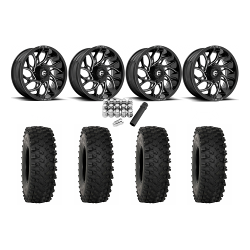 System 3 ATX470 35x10-18 Tires on Fuel Runner Gloss Black Milled Wheels