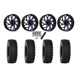 System 3 ATX470 35x10-18 Tires on Fuel Runner Candy Blue Wheels