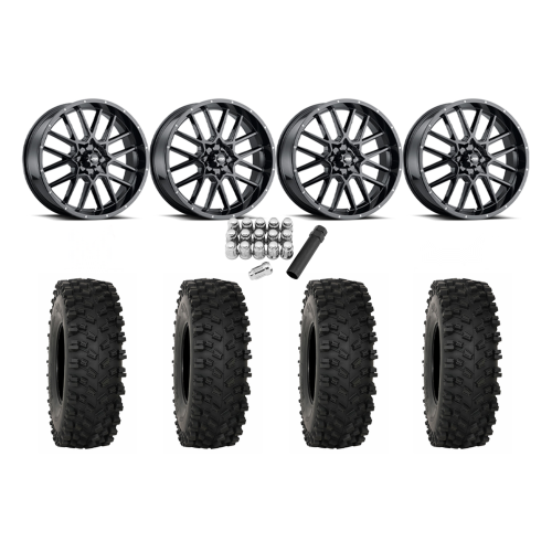 System 3 ATX470 35x10-18 Tires on ITP Hurricane Gloss Black Wheels System 3 ATX470 35x10-18 Tires on ITP Hurricane Gloss Black Wheels