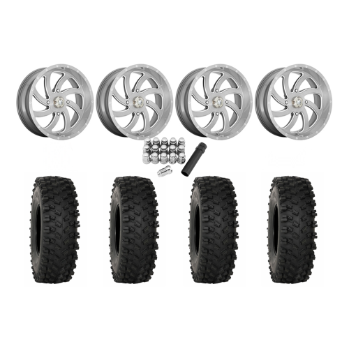 System 3 ATX470 35x10-18 Tires on MSA M36 Switch Brushed Titanium Wheels