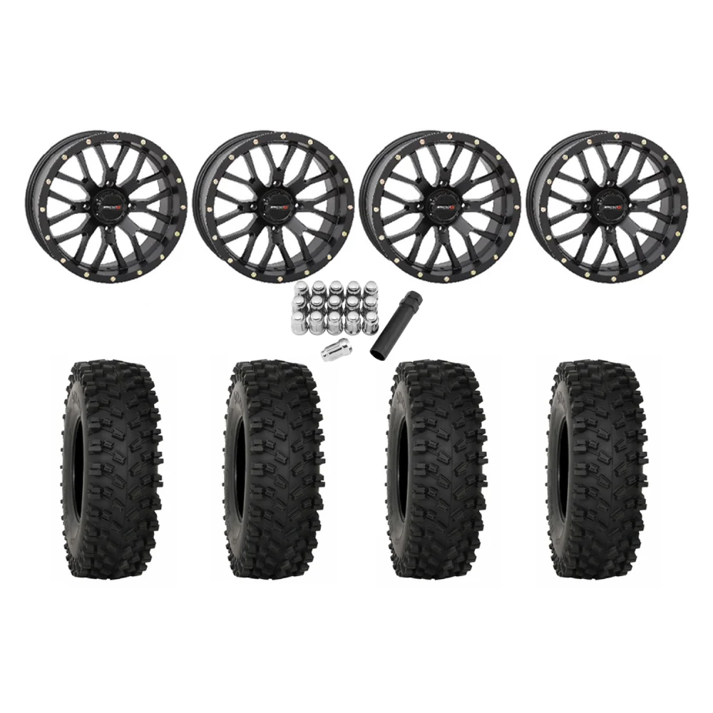 System 3 ATX470 35x10-18 Tires on ST-3 Matte Black Wheels, complete kit