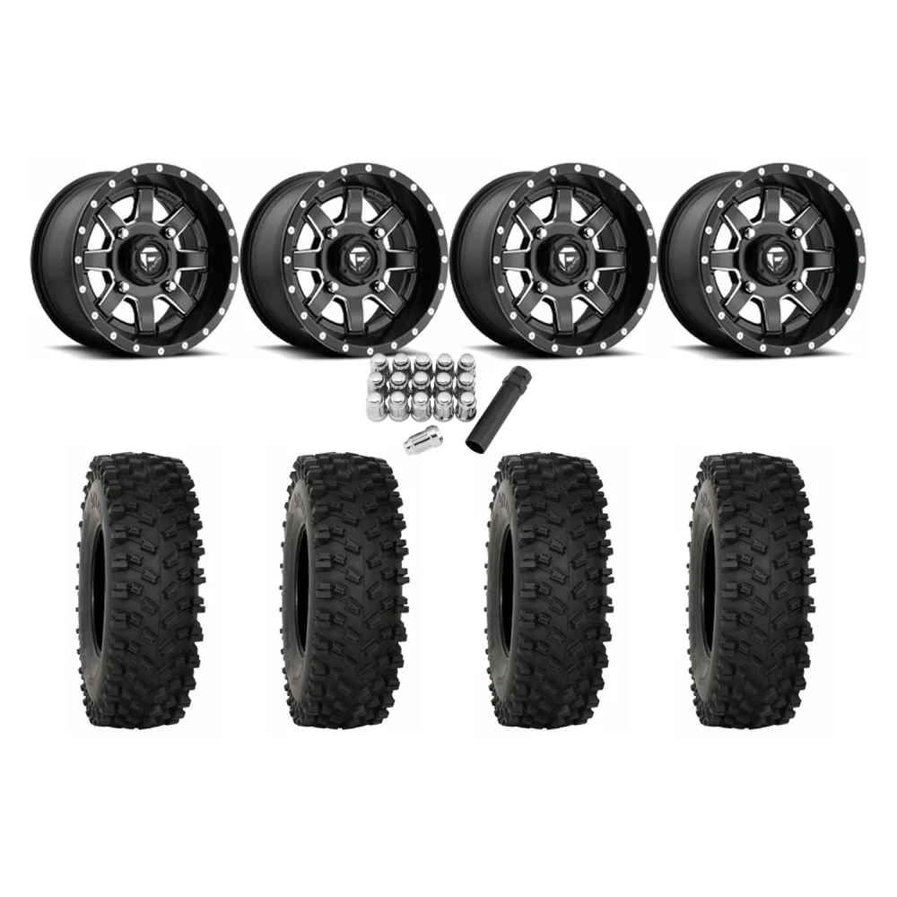 System 3 ATX470 35x10-15 Tires on Fuel Maverick Wheels, complete kit
