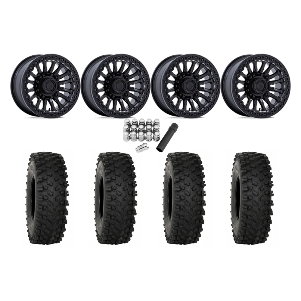 System 3 ATX470 33x10-15 Tires on Fuel Rincon Blackout Beadlock Wheels, complete kit