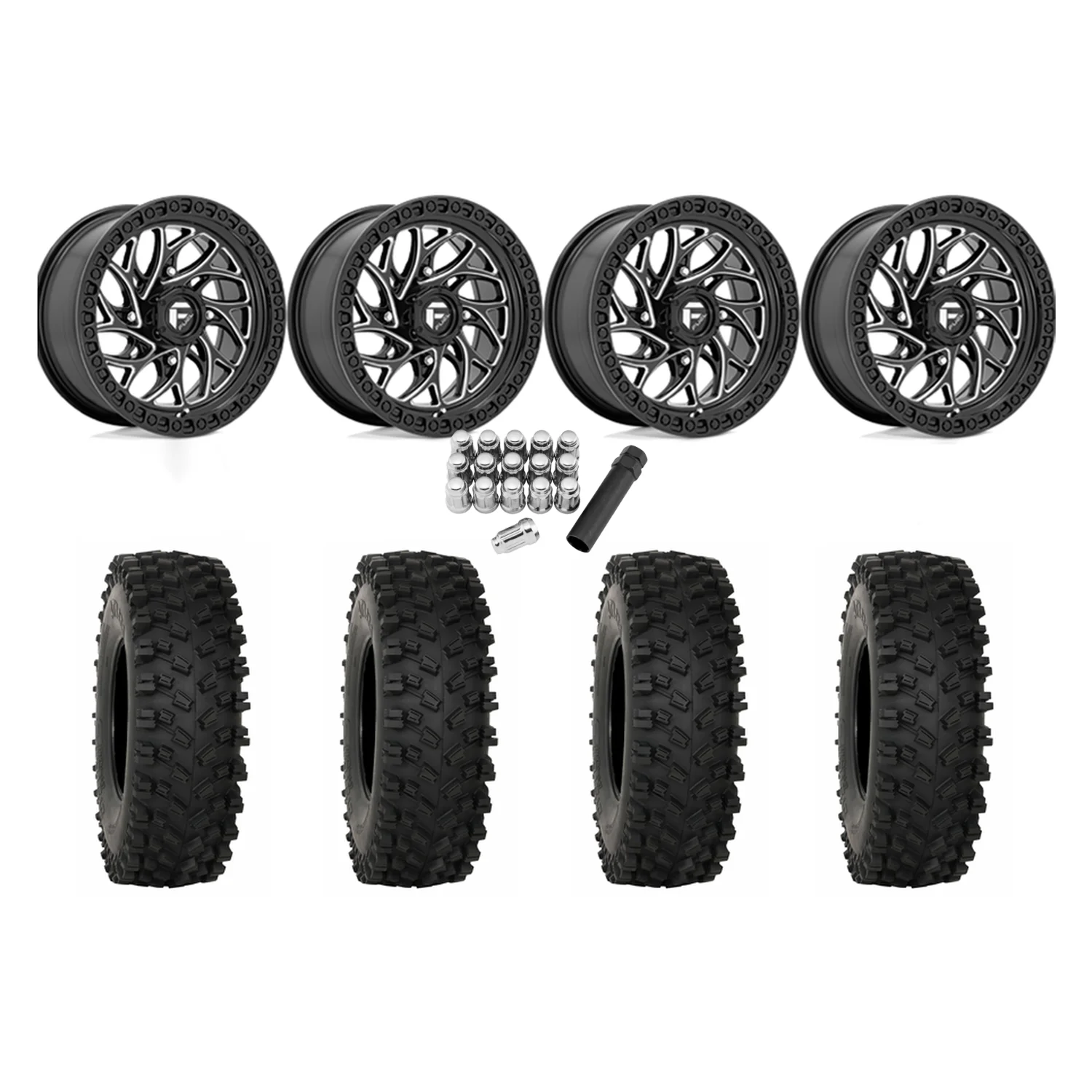 System 3 ATX470 33x10-15 tires on Fuel Runner gloss black milled wheels