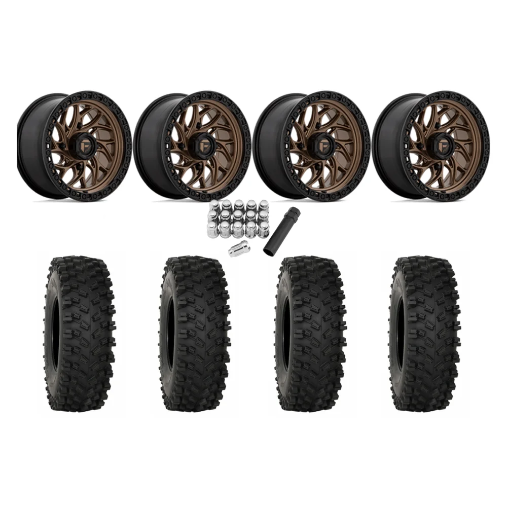 System 3 ATX470 35x10-15 Tires on Fuel Runner Matte Bronze Wheels, complete kit