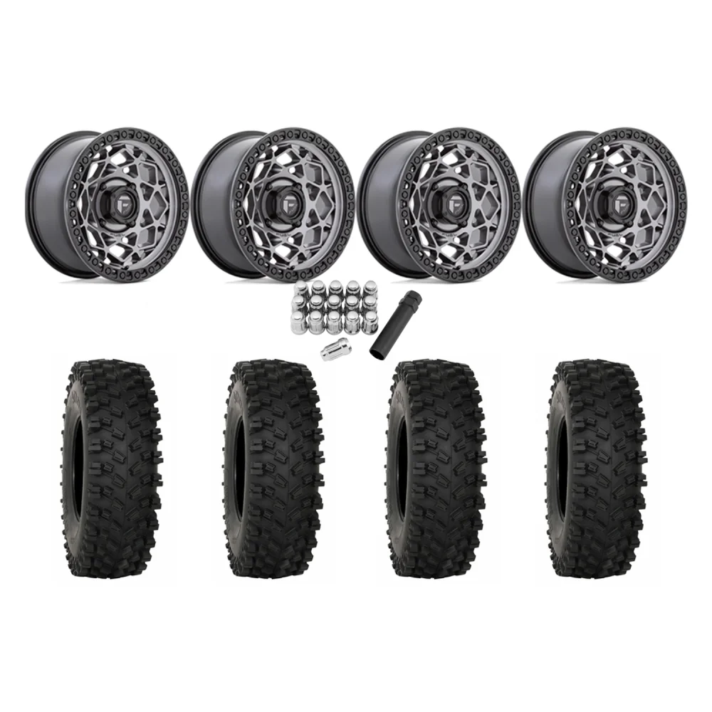 System 3 ATX470 33x10-15 Tires on Fuel Unit Matte Anthracite Wheels, complete kit