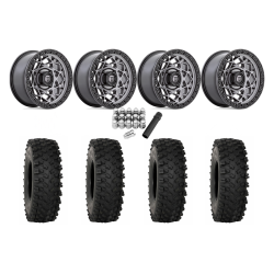 System 3 ATX470 35x10-15 Tires on Fuel Unit Matte Anthracite Wheels