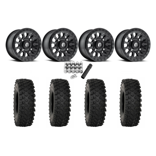 System 3 ATX470 28x10-14 Tires on Fuel Vector Matte Black Wheels