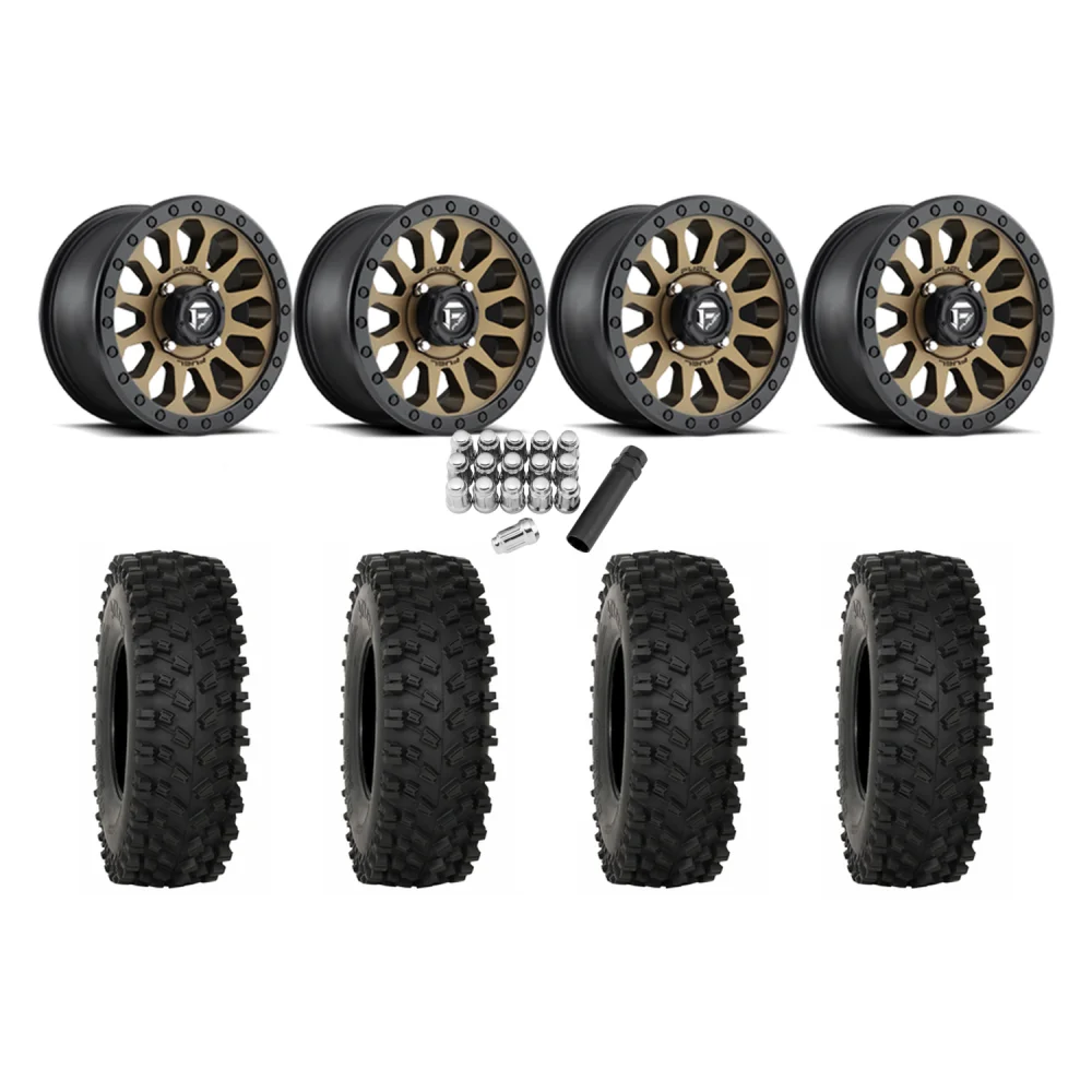 System 3 ATX470 33x10-15 Tires on Fuel Vector Matte Bronze Wheels, complete kit