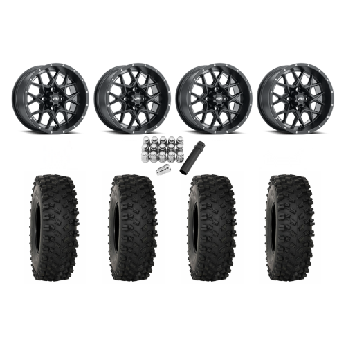 System 3 ATX470 28x10-14 Tires on ITP Hurricane Satin Black Wheels