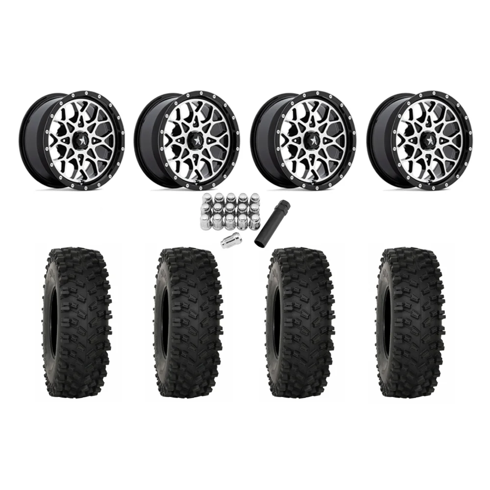 System 3 ATX470 30x10-14 Tires on MSA M45 Portal Machined Wheels, complete kit