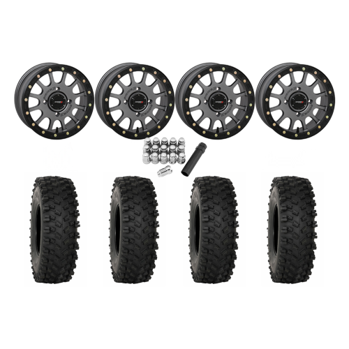 System 3 ATX470 28x10-14 Tires on SB-5 Gunmetal Grey Beadlock Wheels