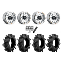 Assassinator Mud Tires 32x8-14 on Method 401 Machined-Raw Beadlock Wheels