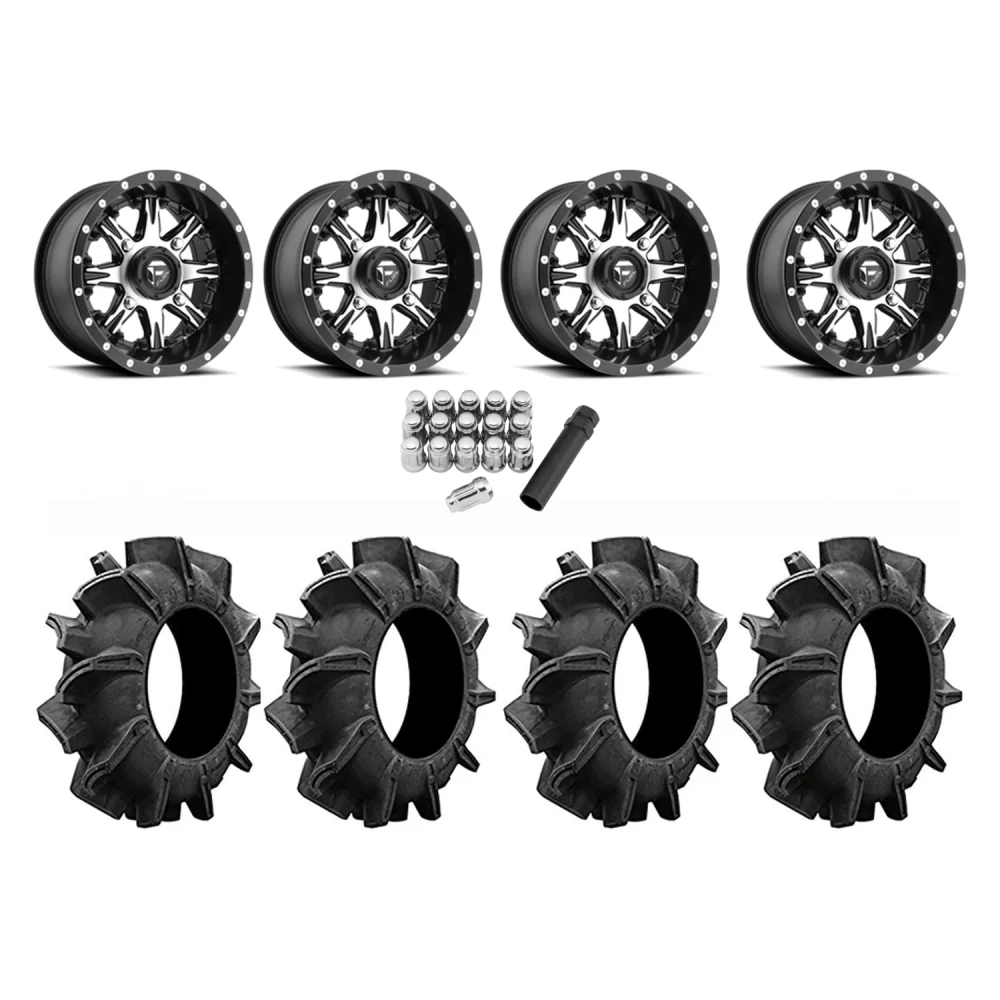 Assassinator Mud Tires 29.5x8-14 on Fuel Nutz Wheels, complete kit