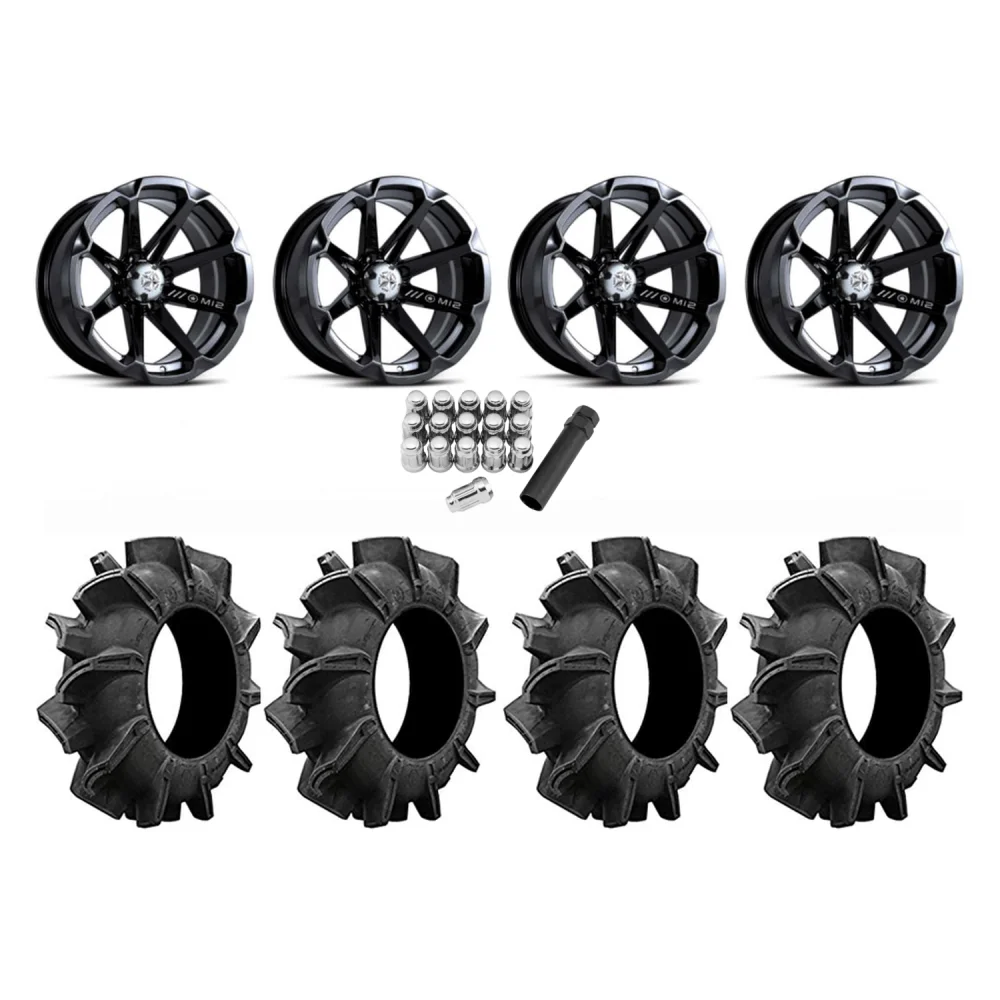 Assassinator Mud Tires 32x8-14 on MSA M12 Diesel Wheels, complete kit