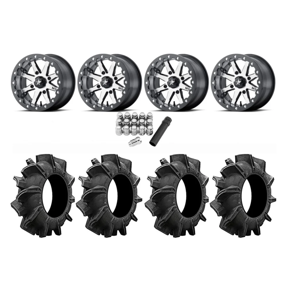 Assassinator Mud Tires 28x8-14 on MSA M21 Lok Beadlock Wheels, complete kit