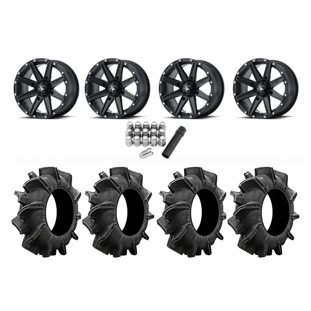 Assassinator Mud Tires 29.5x8-14 on MSA M33 Clutch Wheels, complete kit